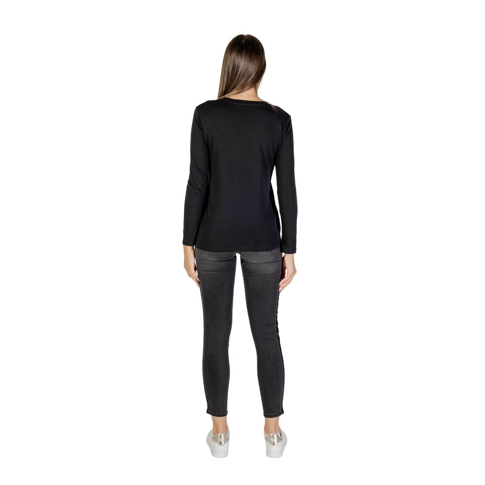 Armani Exchange Black Long Sleeve T-Shirt for Women side view