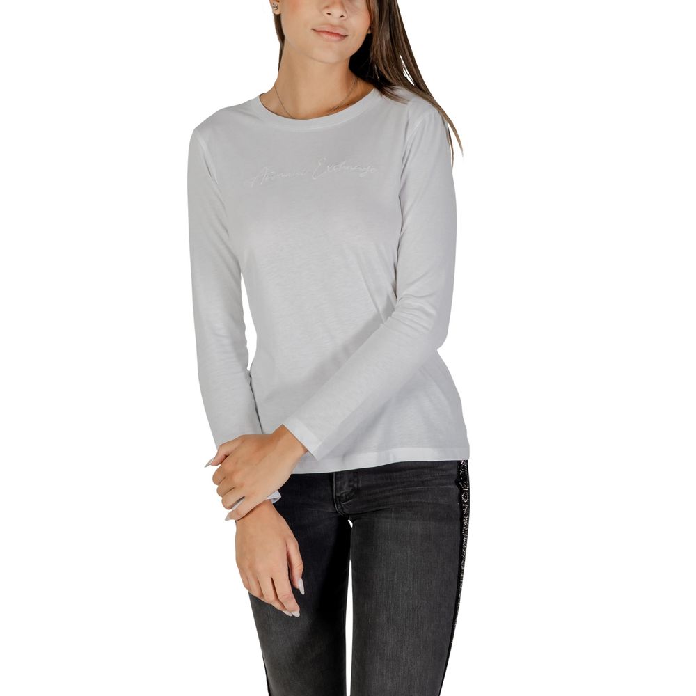 T-shirt à manches longues en coton blanc Armani Exchange