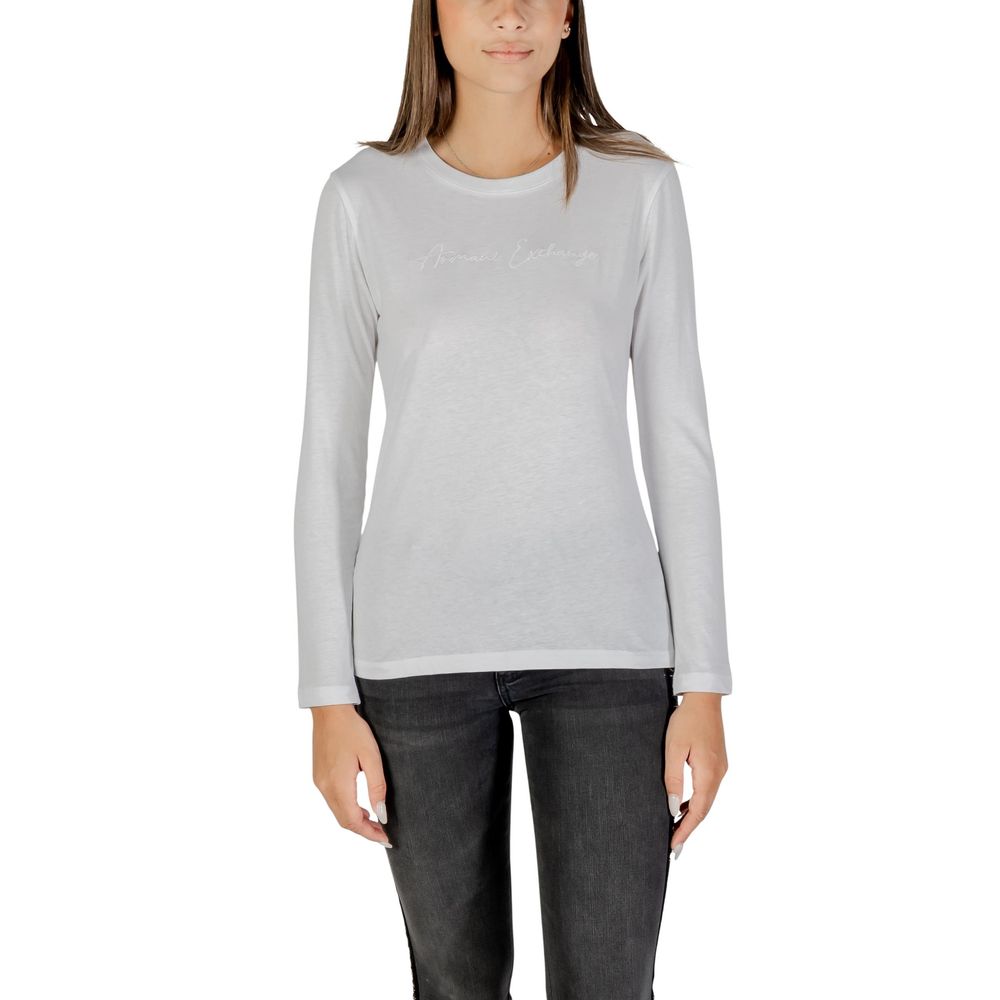 T-shirt à manches longues en coton blanc Armani Exchange