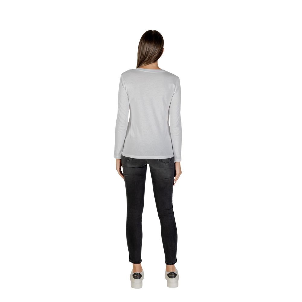 T-shirt à manches longues en coton blanc Armani Exchange
