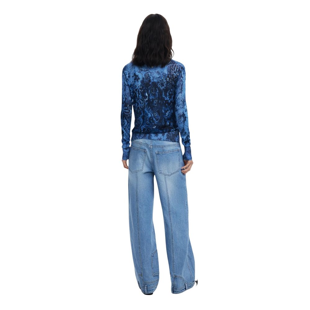 Desigual Blue Viscose Cardigan