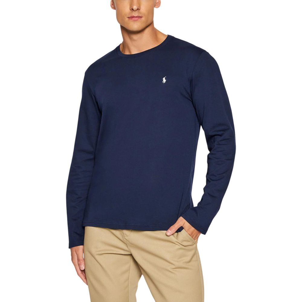 T-shirt à manches longues en coton bleu Ralph Lauren