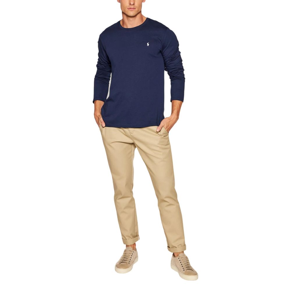T-shirt à manches longues en coton bleu Ralph Lauren