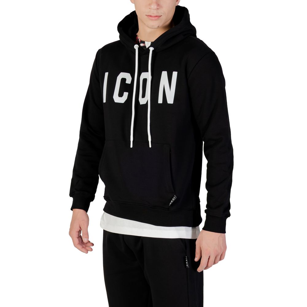 Sweat à capuche en coton noir et blanc Icon