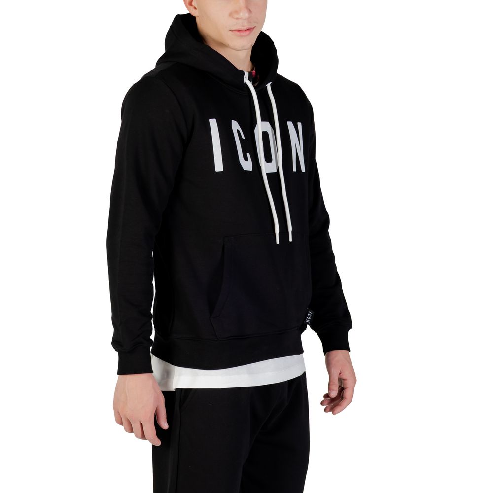 Sweat à capuche en coton noir et blanc Icon