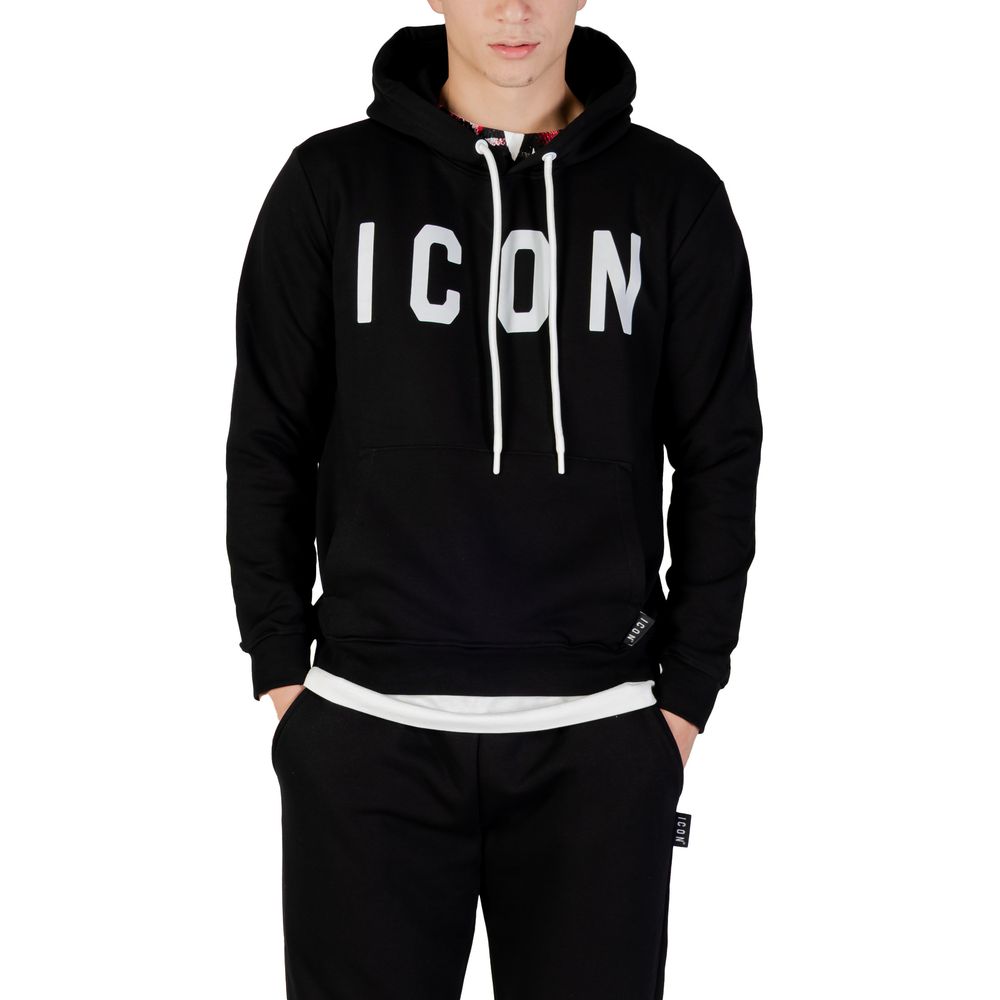 Sweat à capuche en coton noir et blanc Icon