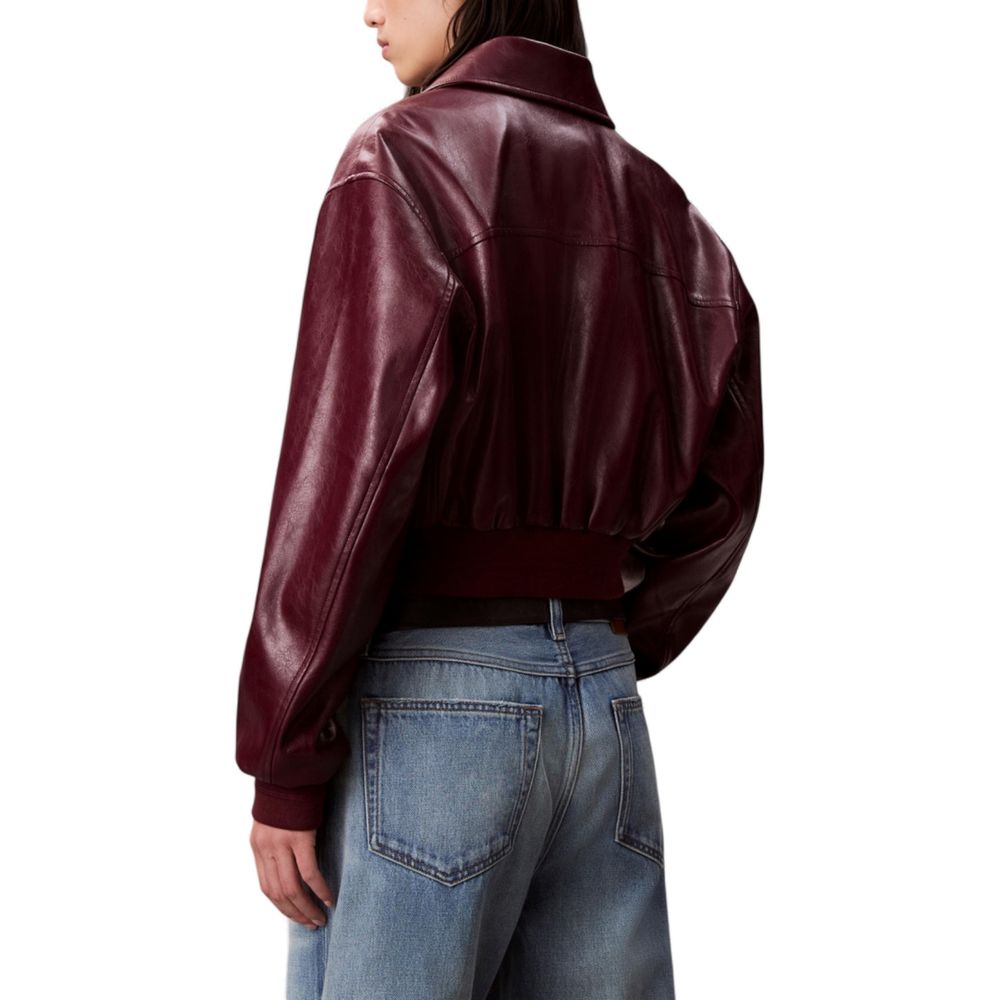 Calvin Klein Jeans Red Leather Jackets for Women side view