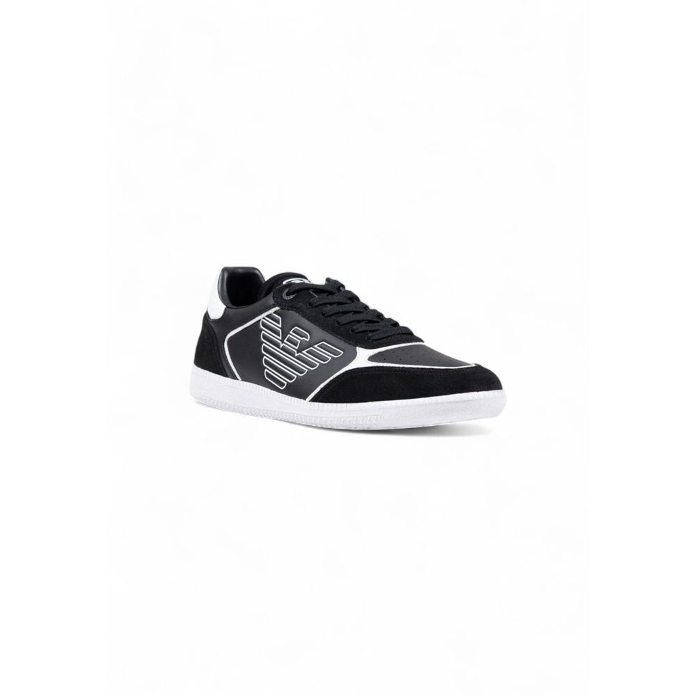 Baskets de sport en cuir noir et blanc EA7 Emporio Armani