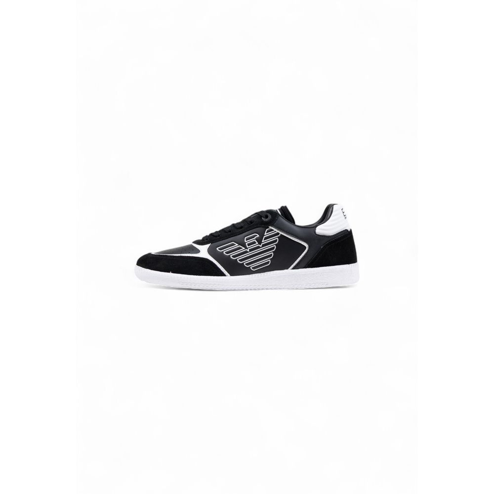Baskets de sport en cuir noir et blanc EA7 Emporio Armani