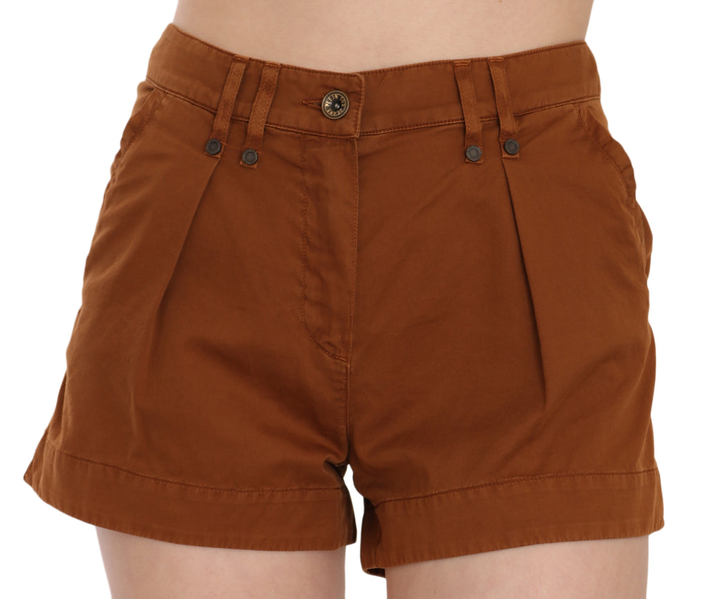 Short en jean mini PLEIN SUD taille mi-haute en coton marron