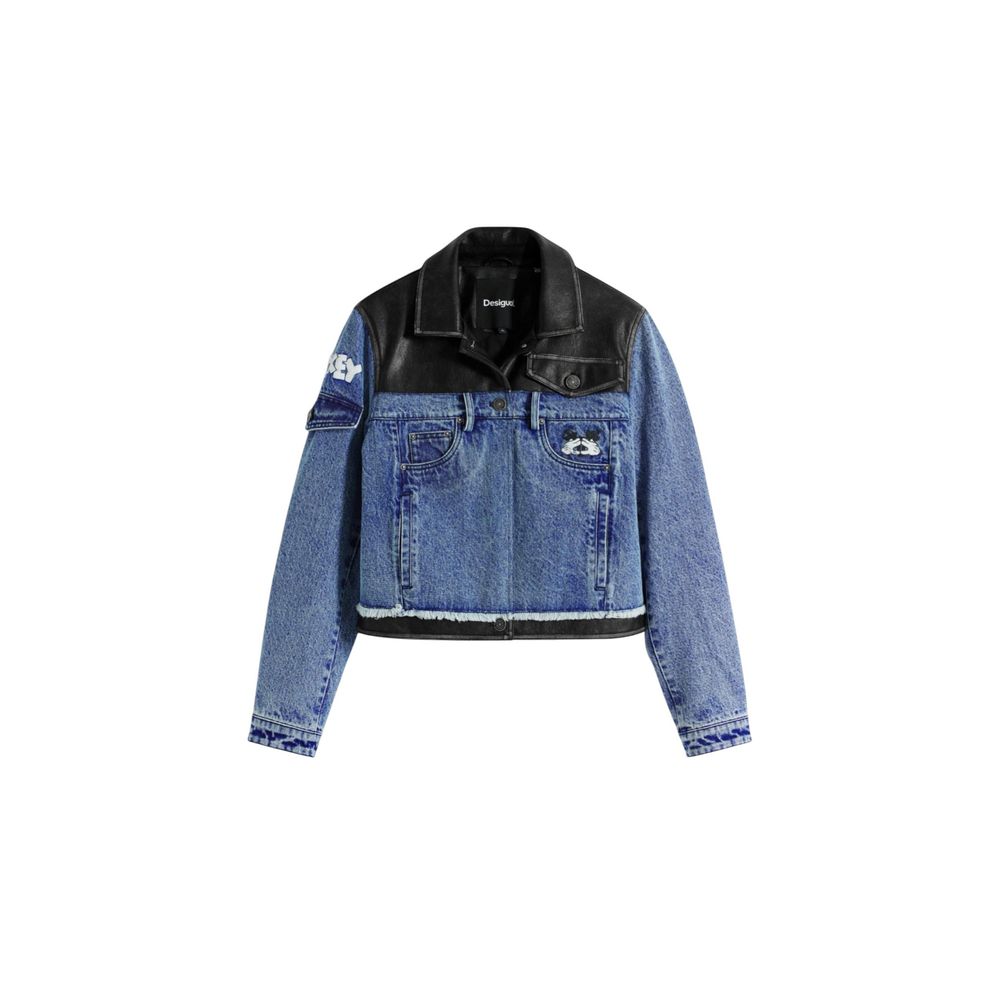 Desigual Blue Denim Jackets for Women side view