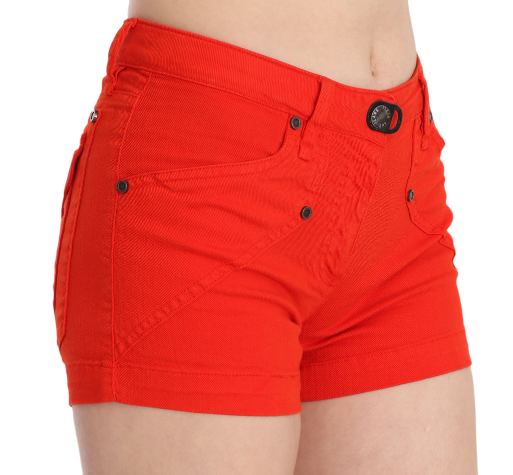PLEIN SUD Mini-jupe en jean de coton taille mi-haute Orange