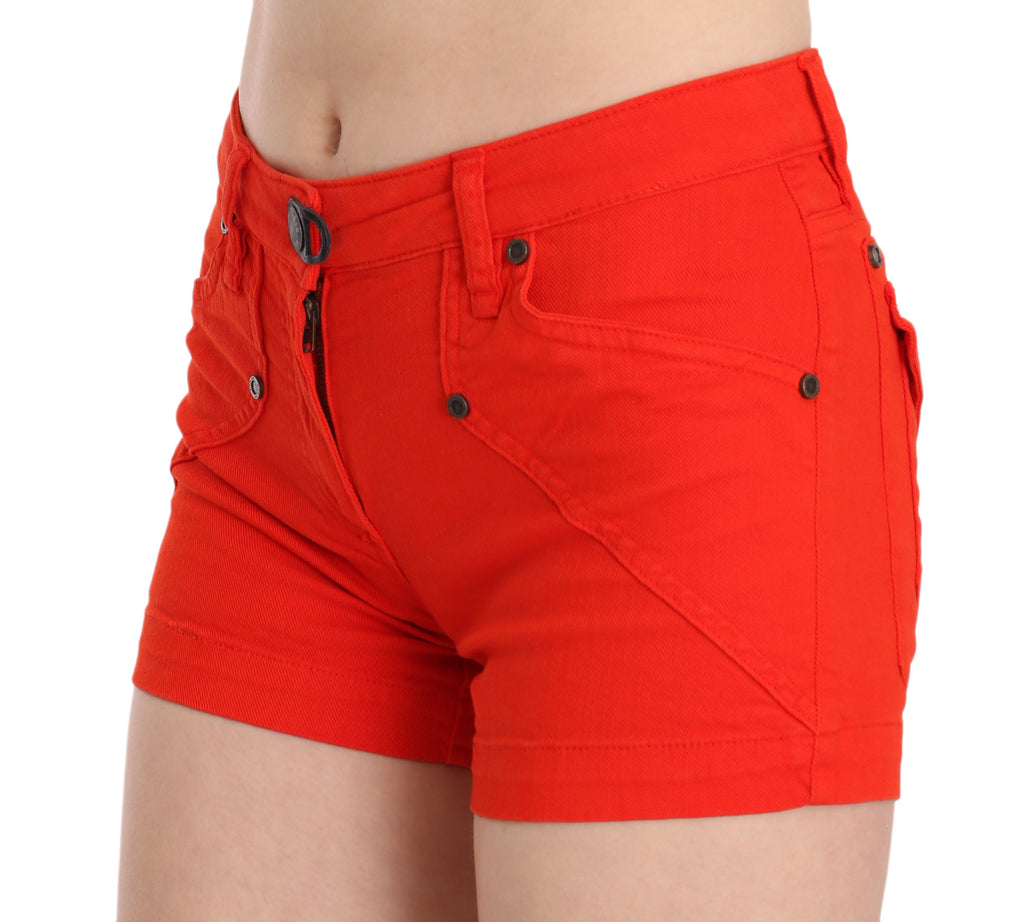 PLEIN SUD Mini-jupe en jean de coton taille mi-haute Orange