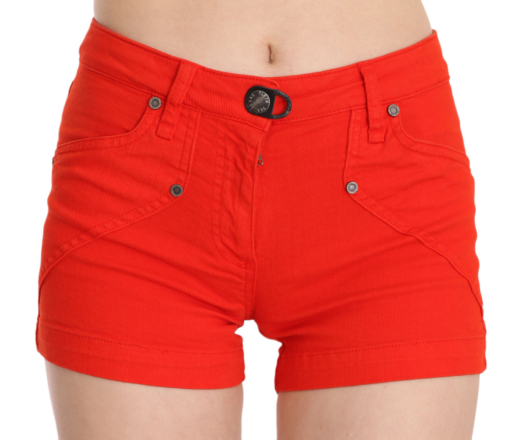 PLEIN SUD Mini-jupe en jean de coton taille mi-haute Orange