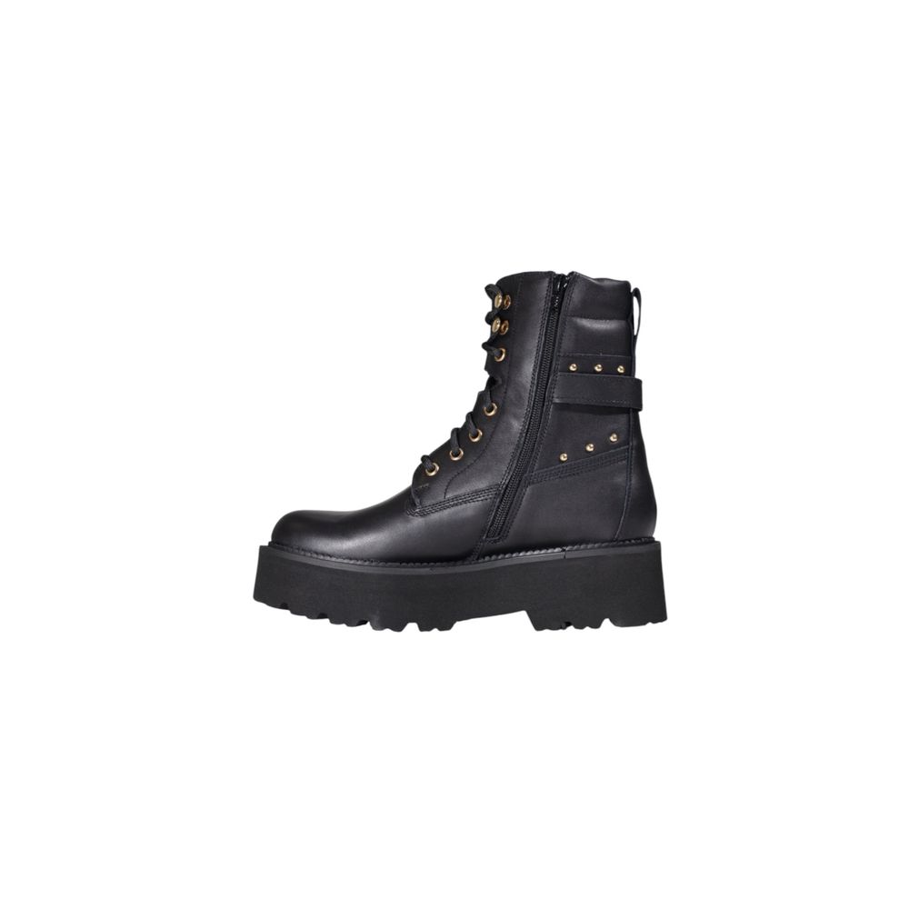Bottes à lacets en cuir noir Cult