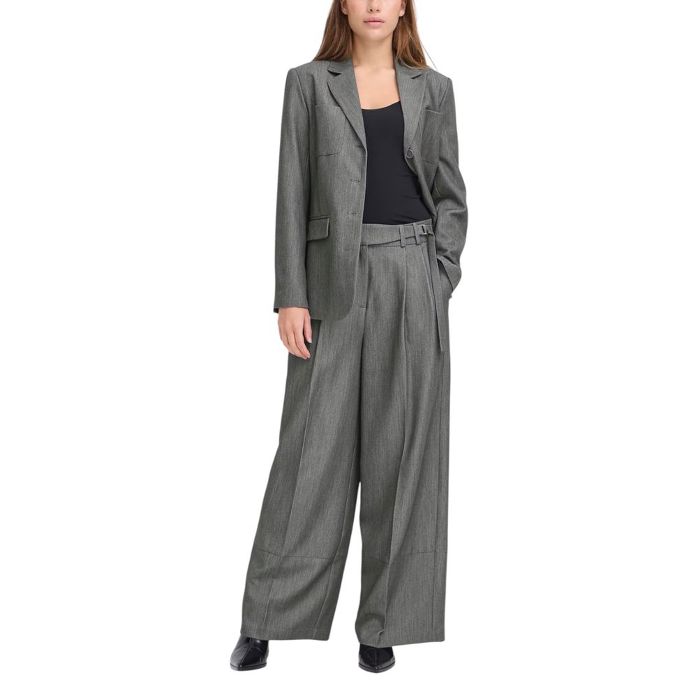 ICHI Grey Casual Pants for Women detail view