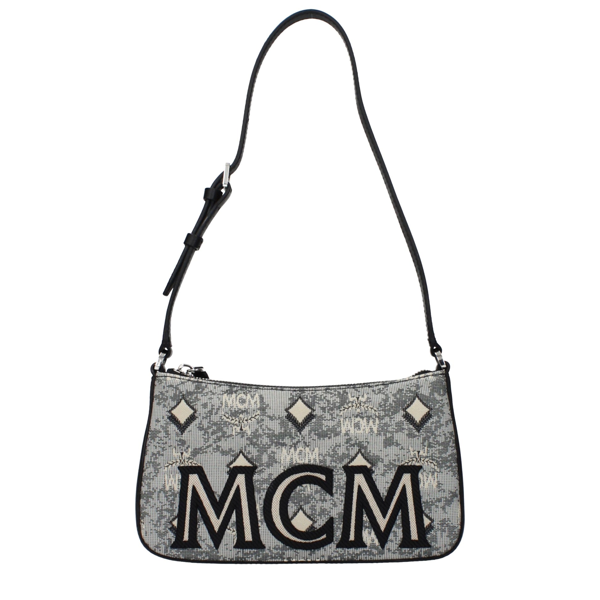 Sac bandoulière en tissu gris MCM