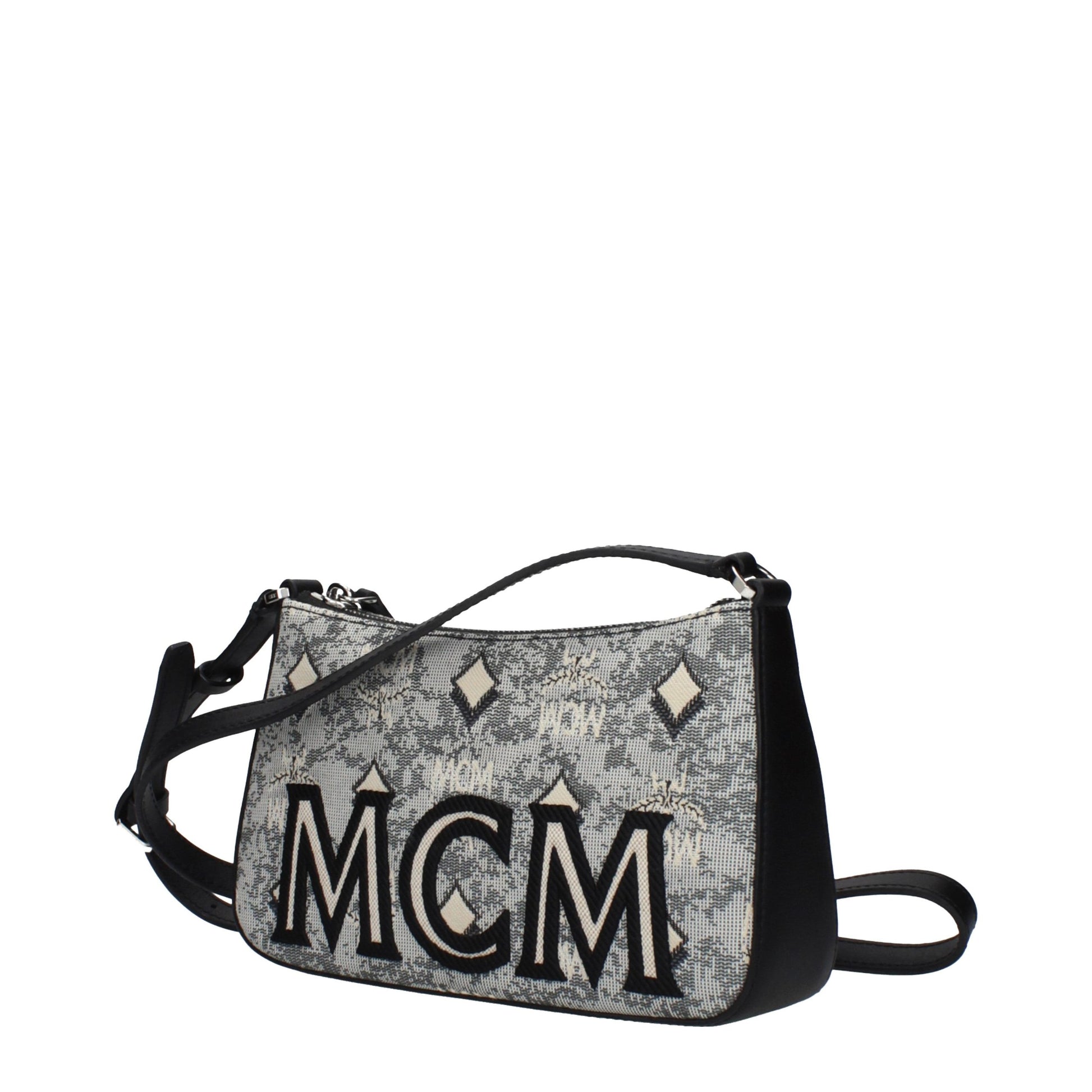 Sac bandoulière en tissu gris MCM