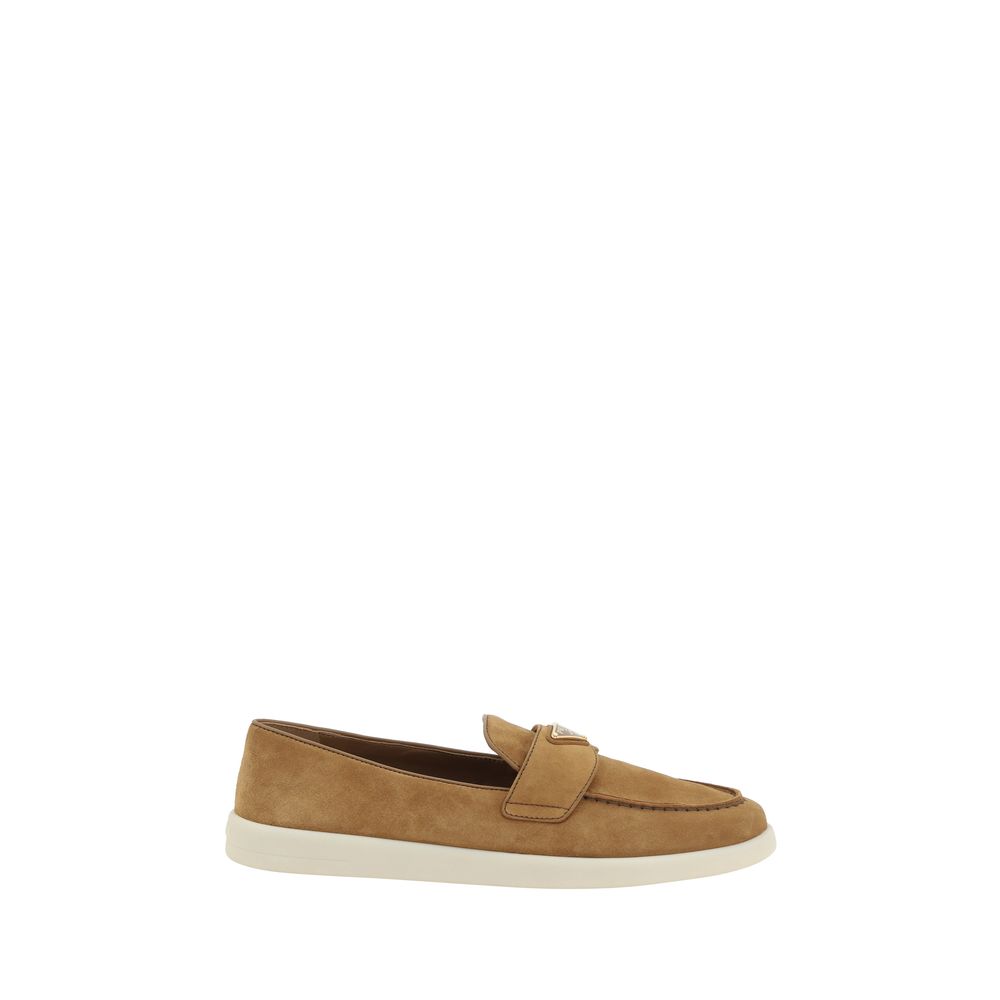 Mocassins à enfiler Prada en cuir de veau marron