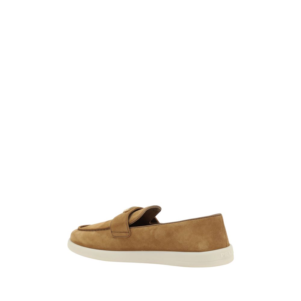 Mocassins à enfiler Prada en cuir de veau marron