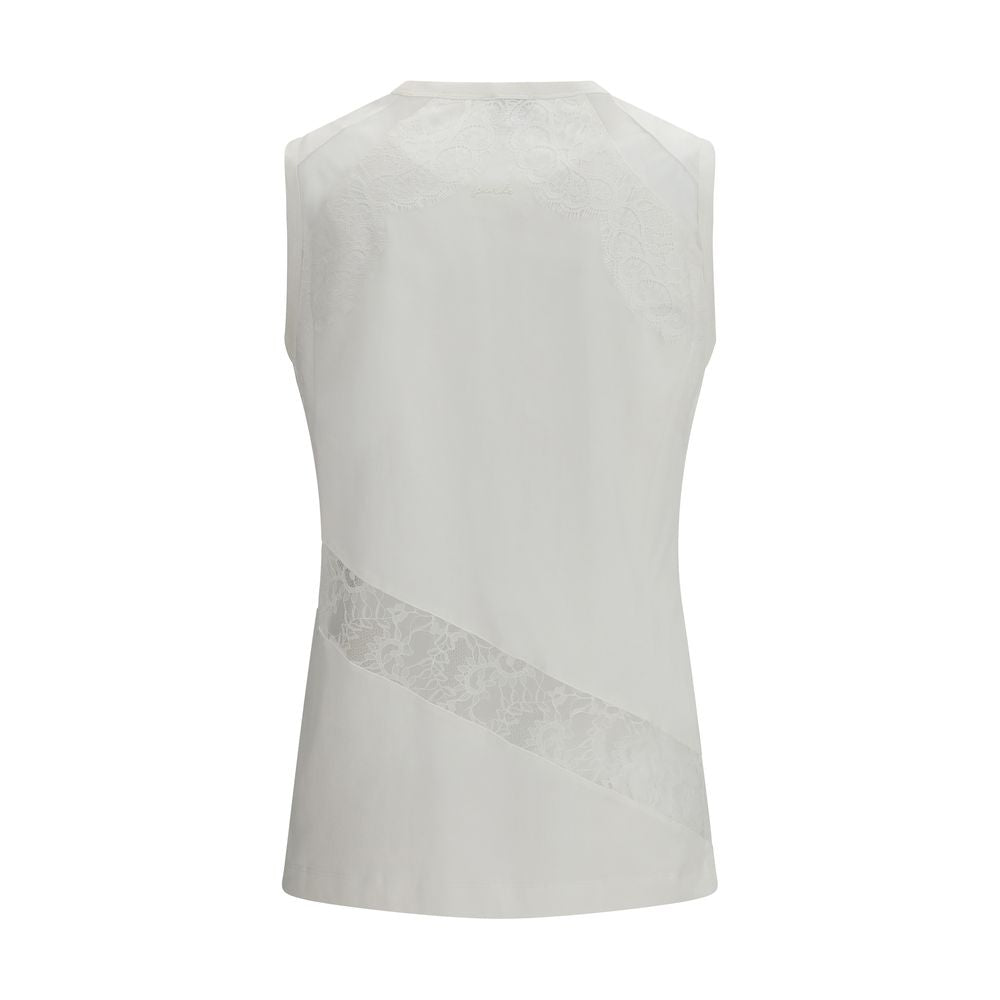 T-shirt sans manches en coton blanc PINKO