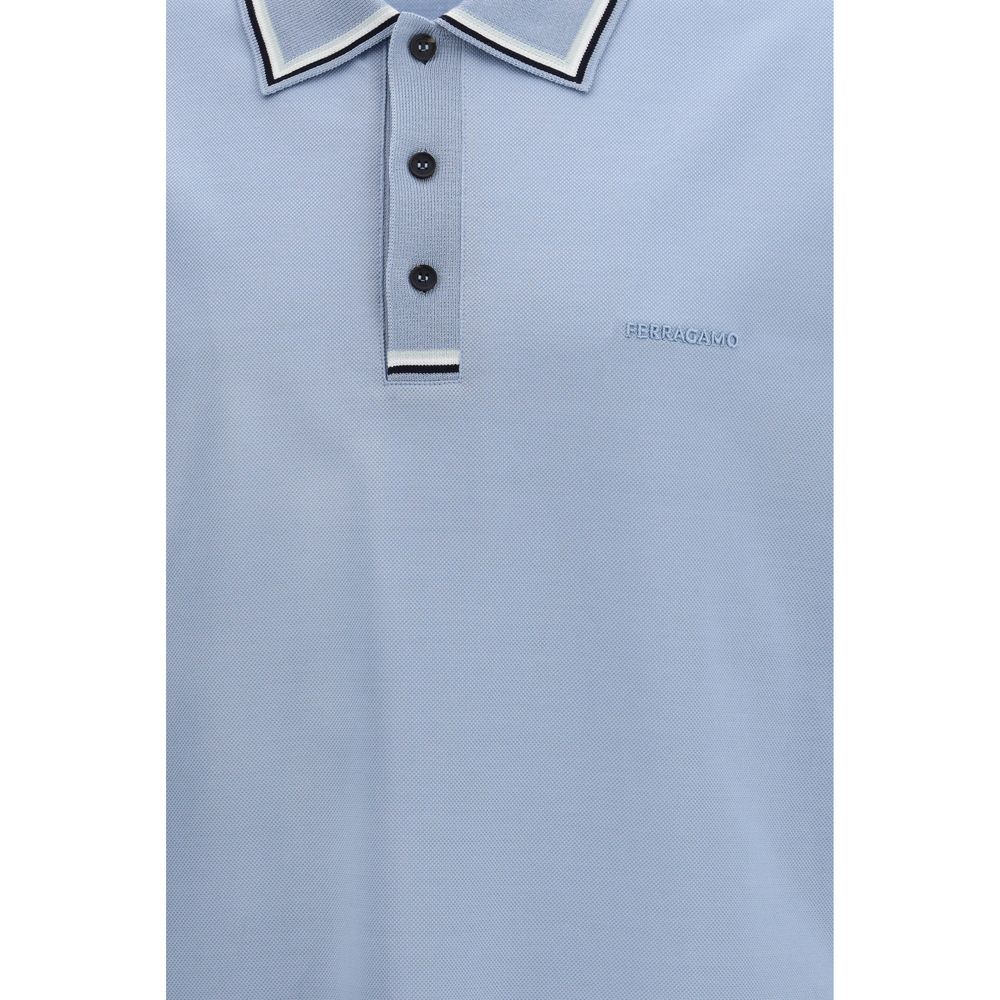 Ferragamo Blue Polo Shirt detail view