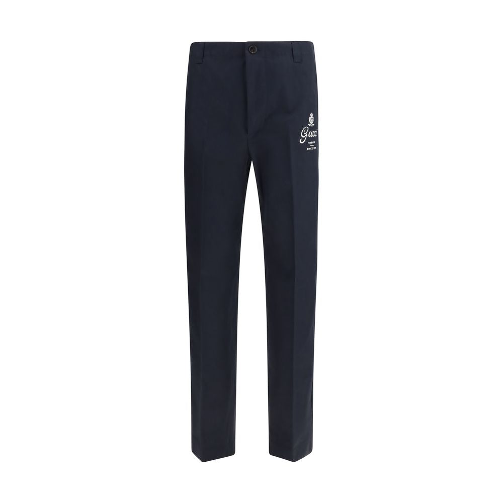 Pantalon décontracté en coton bleu Gucci