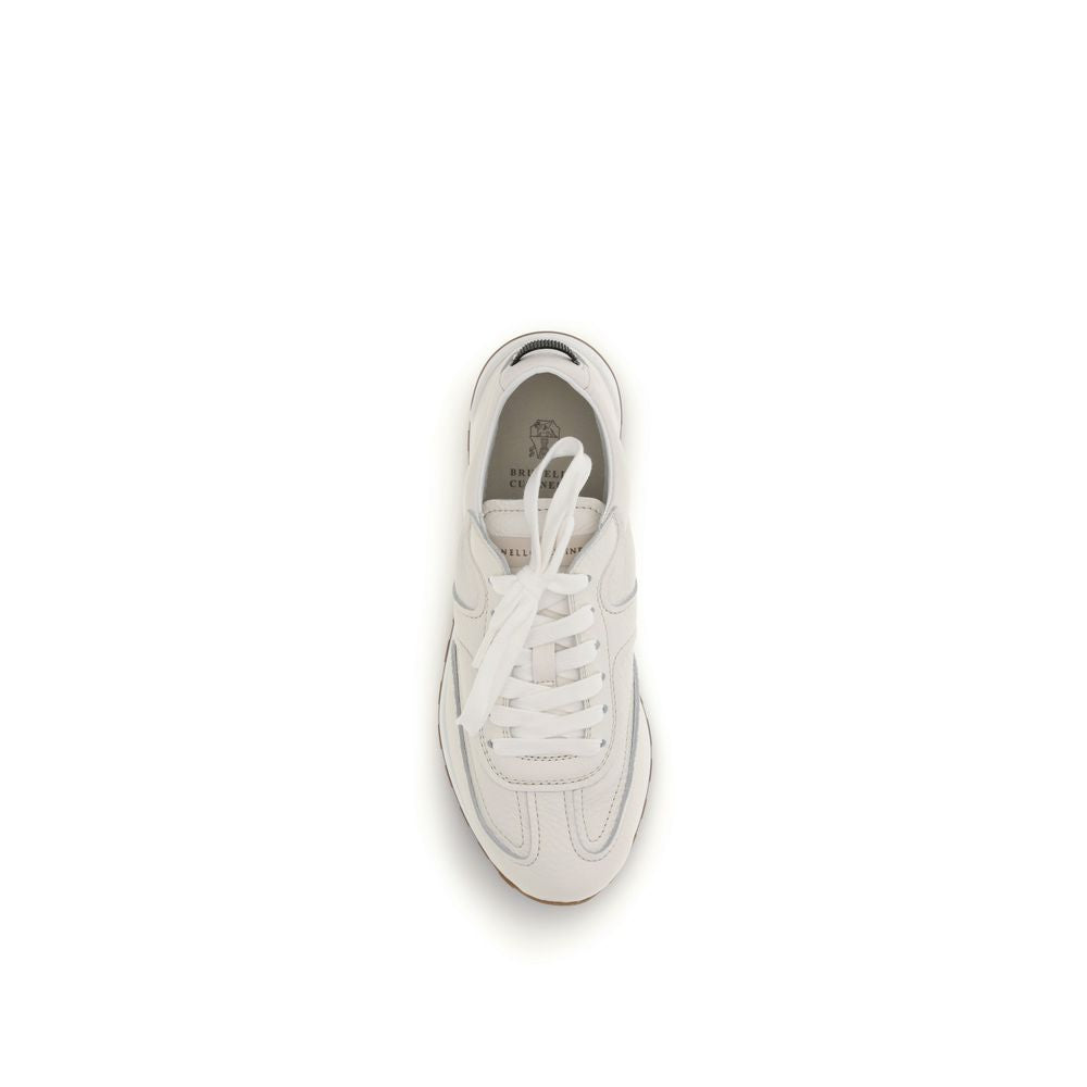 Brunello Cucinelli White Low Top Sneakers for Women side view