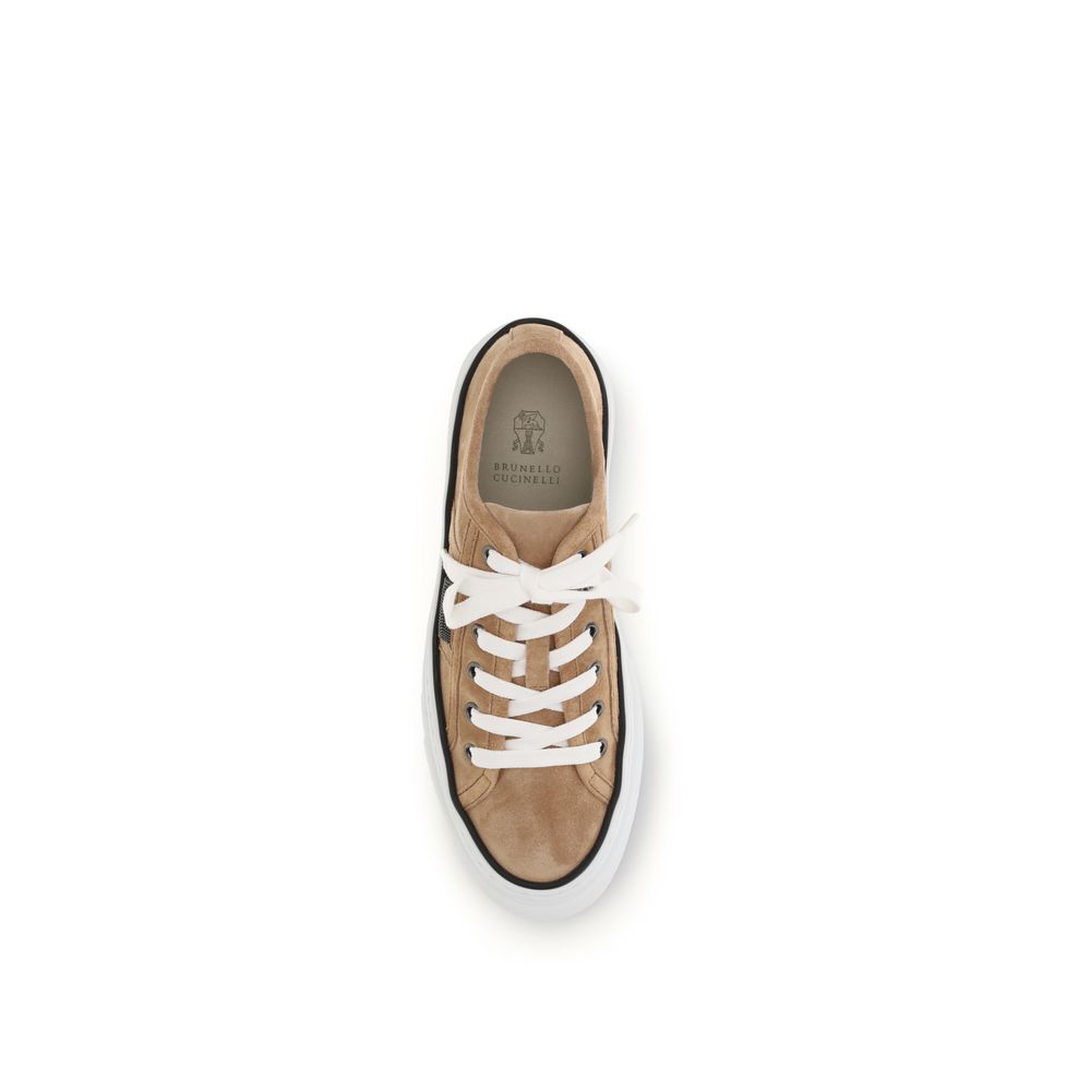 Brunello Cucinelli Beige Low Top Sneakers for Women side view
