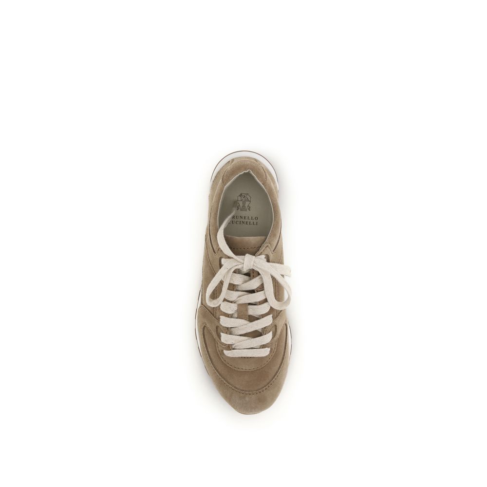Brunello Cucinelli Beige Low Top Sneakers for Women side view