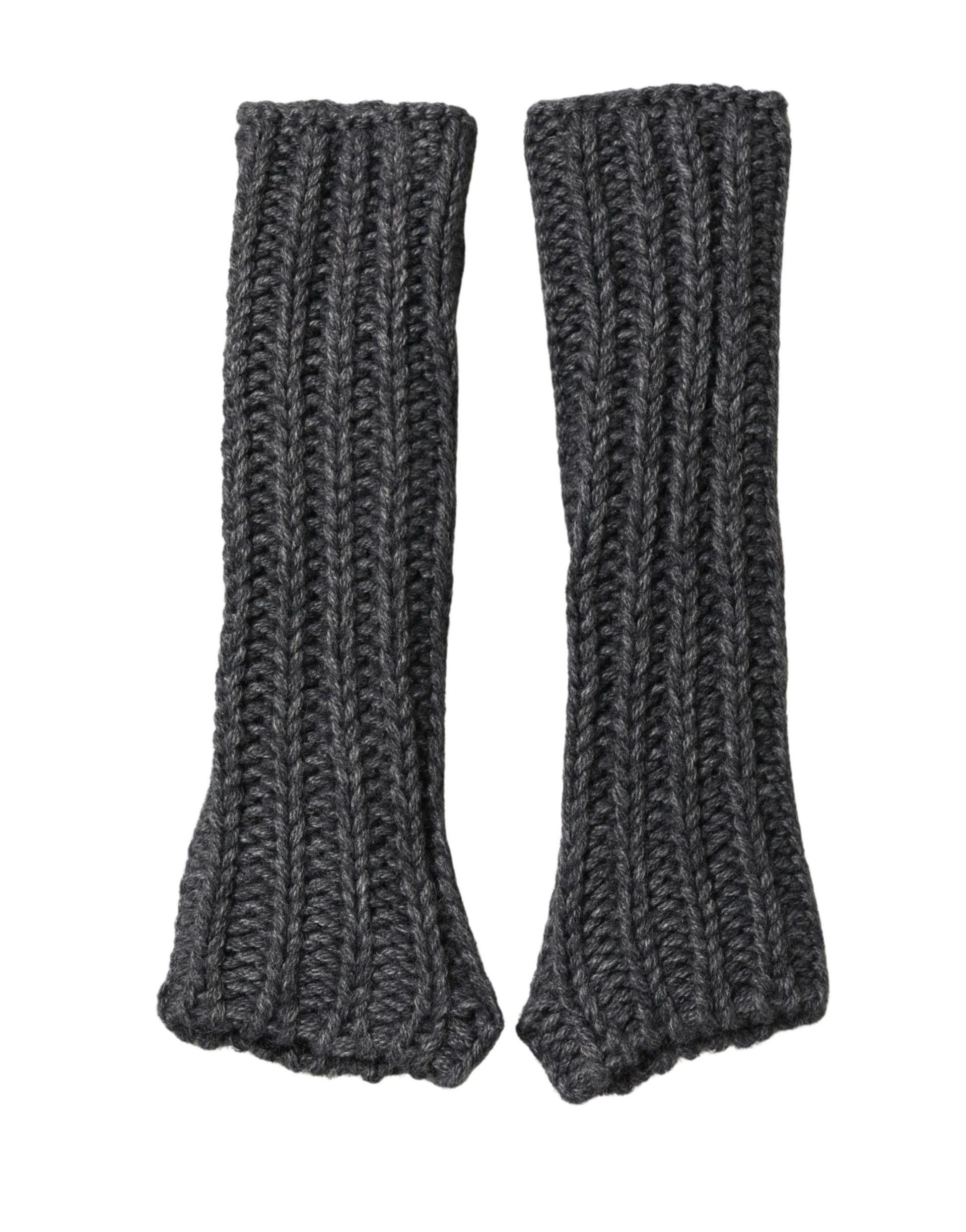 Dolce & Gabbana Gray Acrylic Knitted Fingerless Arm Warmer Gloves