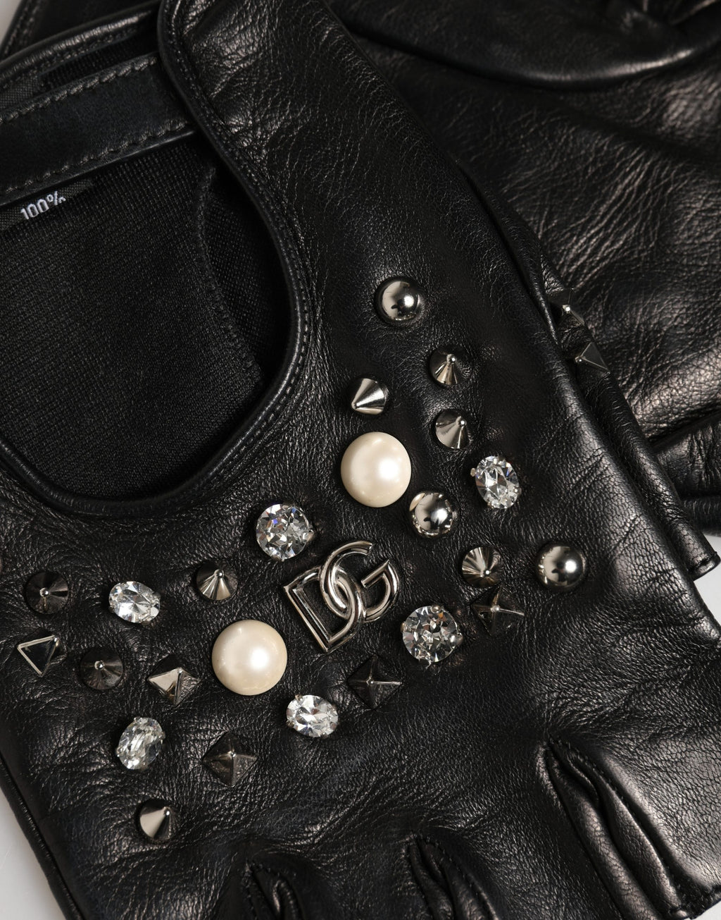 Dolce & Gabbana Black Gloves for Women side view