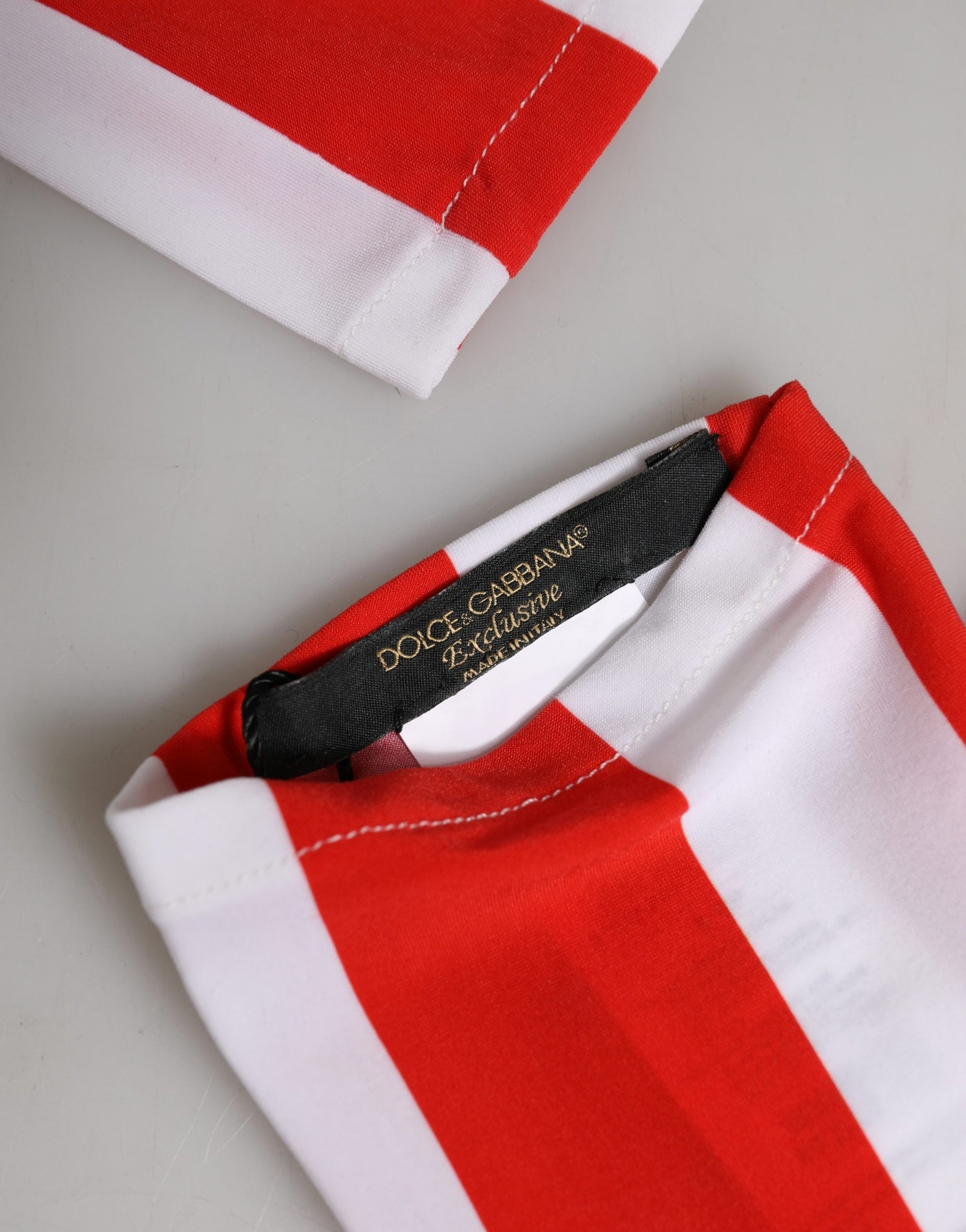 Dolce & Gabbana Red White Stripes Nylon Elbow Length Women Gloves