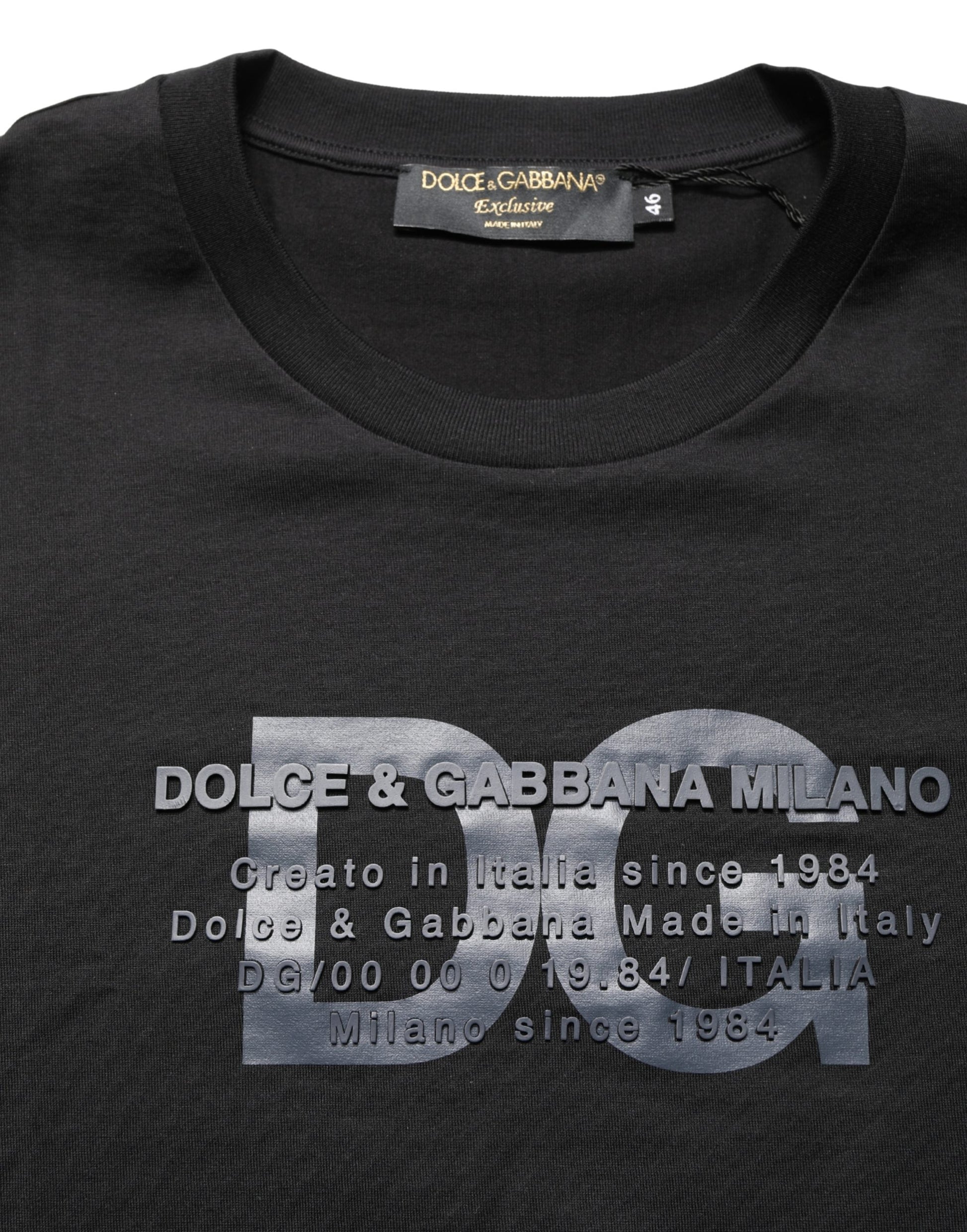 +39 MASQ Black Logo DG Print Cotton Crew Neck T-shirt