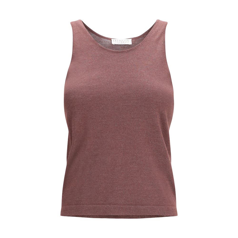 Brunello Cucinelli Red Sleeveless T-Shirt for Women