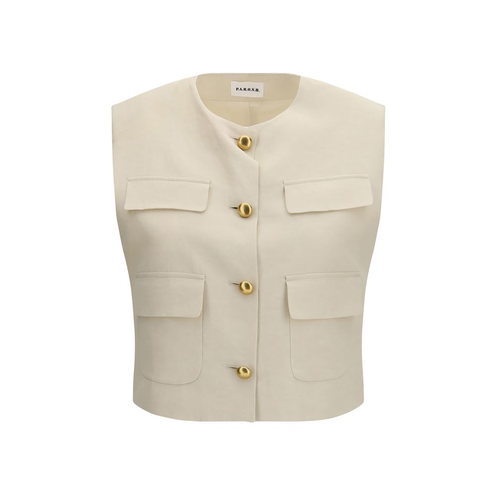 P.A.R.O.S.H. Veste Sans Manches en Laine Beige