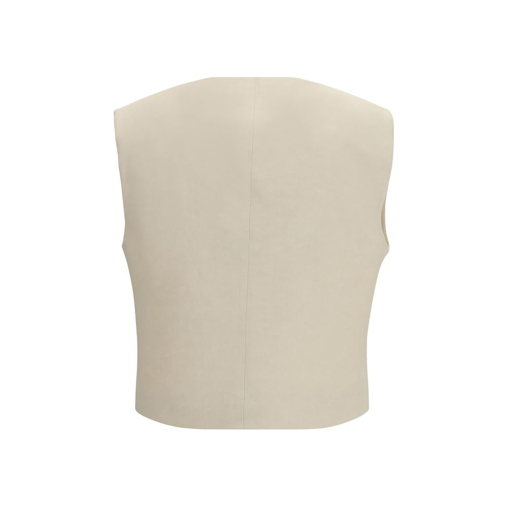 P.A.R.O.S.H. Veste Sans Manches en Laine Beige