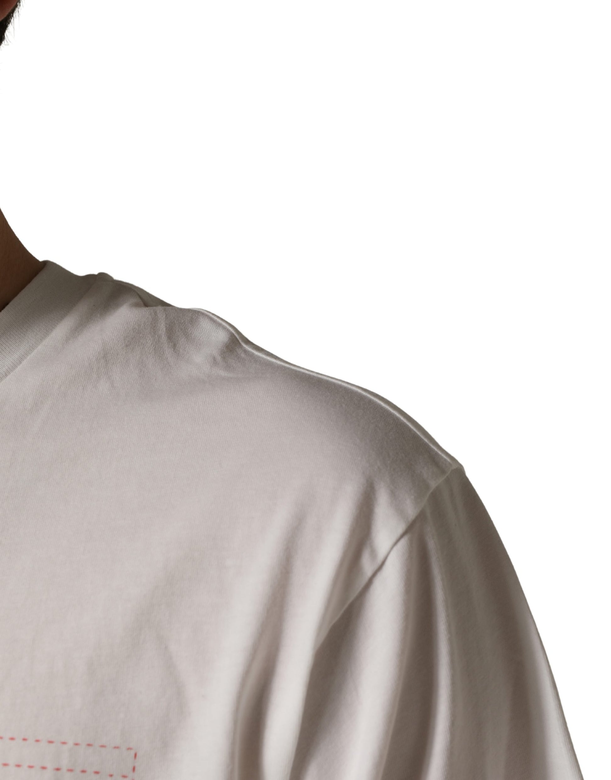 Dolce & Gabbana White Graphic Print Cotton Crew Neck  T-shirt