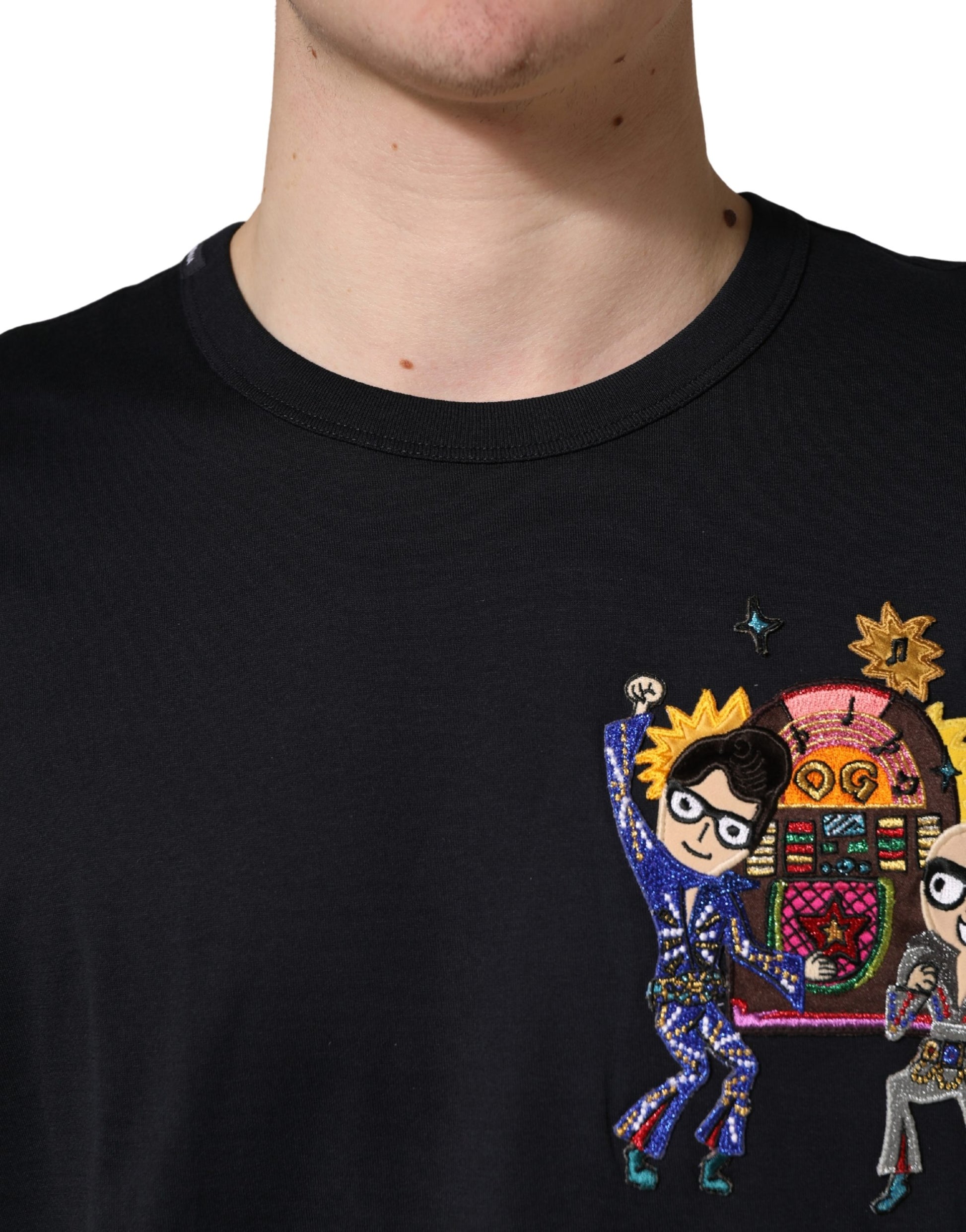 Dolce & Gabbana Black #DGFAMILY Patch Men Crew Neck T-shirt
