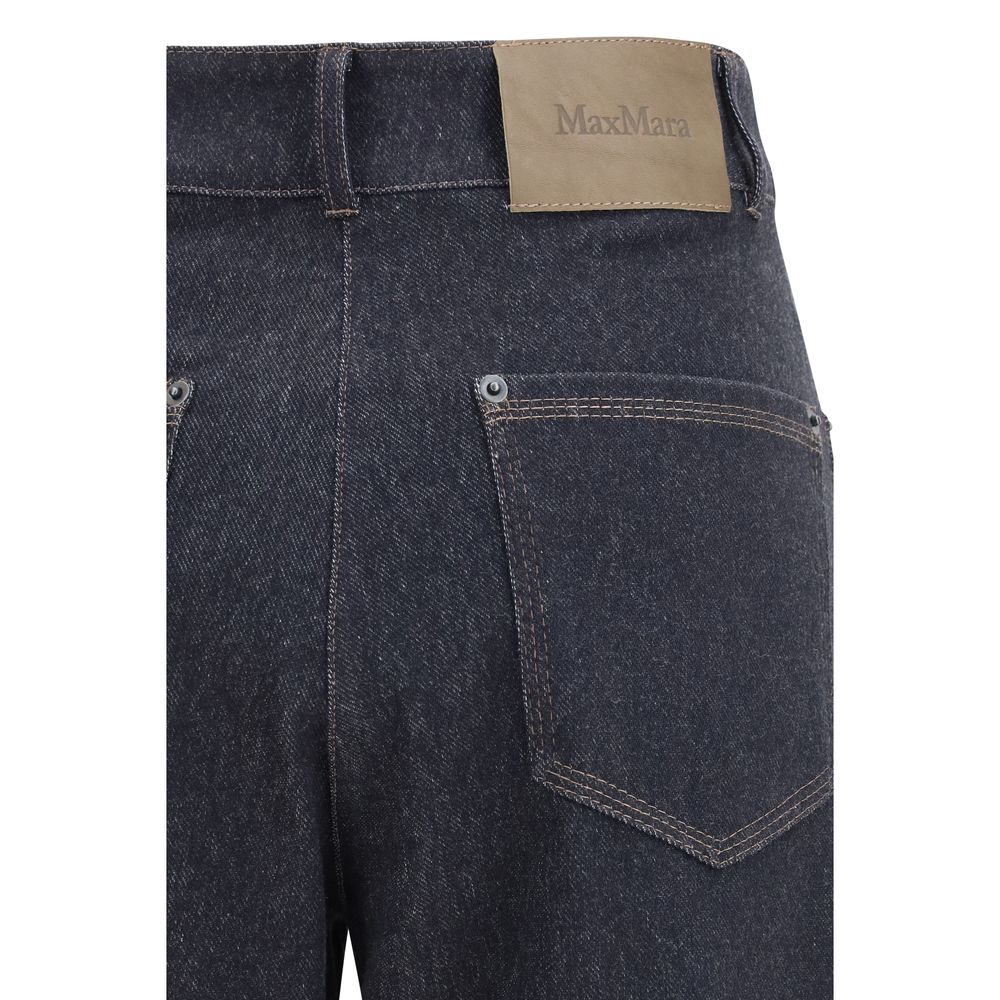 Max Mara Pure Blue Straight Leg Jeans for Women detail view