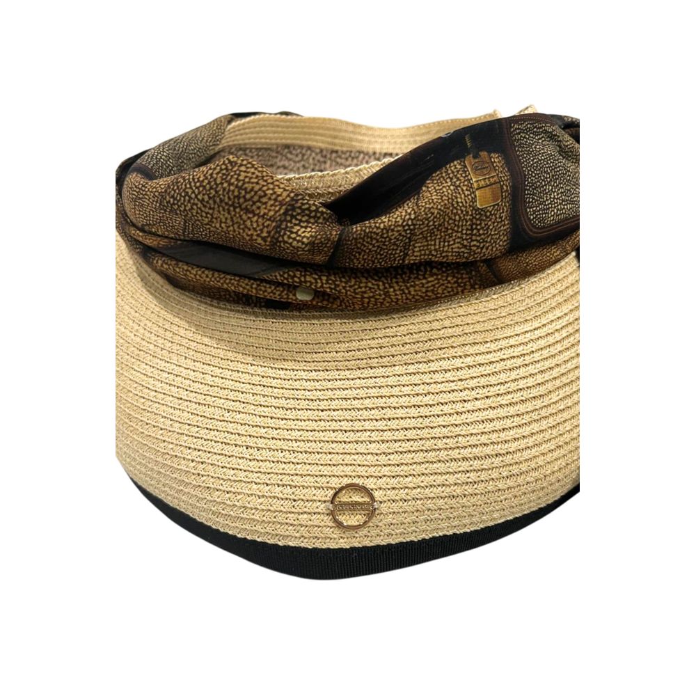 Chapeau femme Borbonese beige papier avec foulard