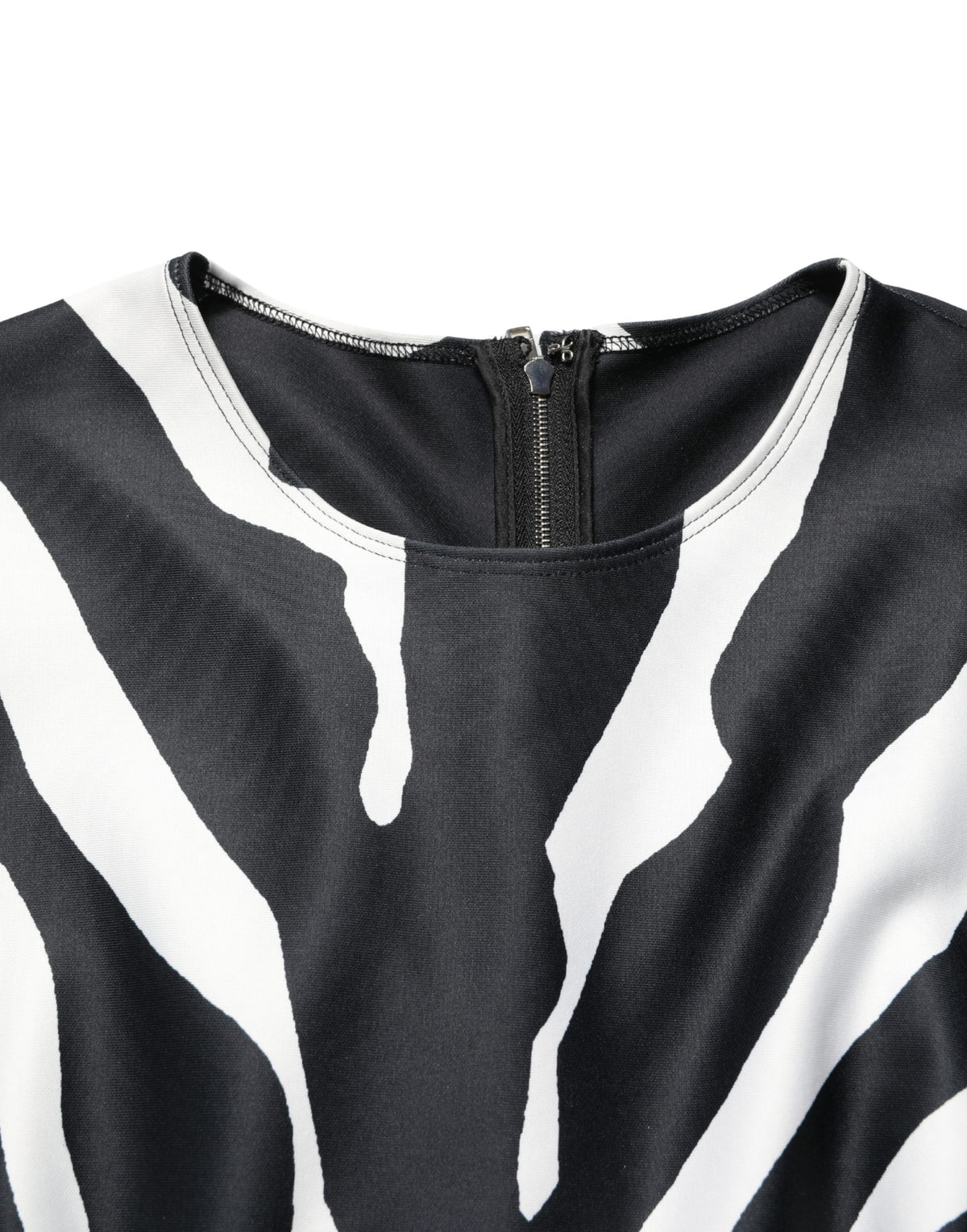 Dolce & Gabbana Jumpsuit aus Polyester mit Zebra-Muster, Schwarz-Weiß