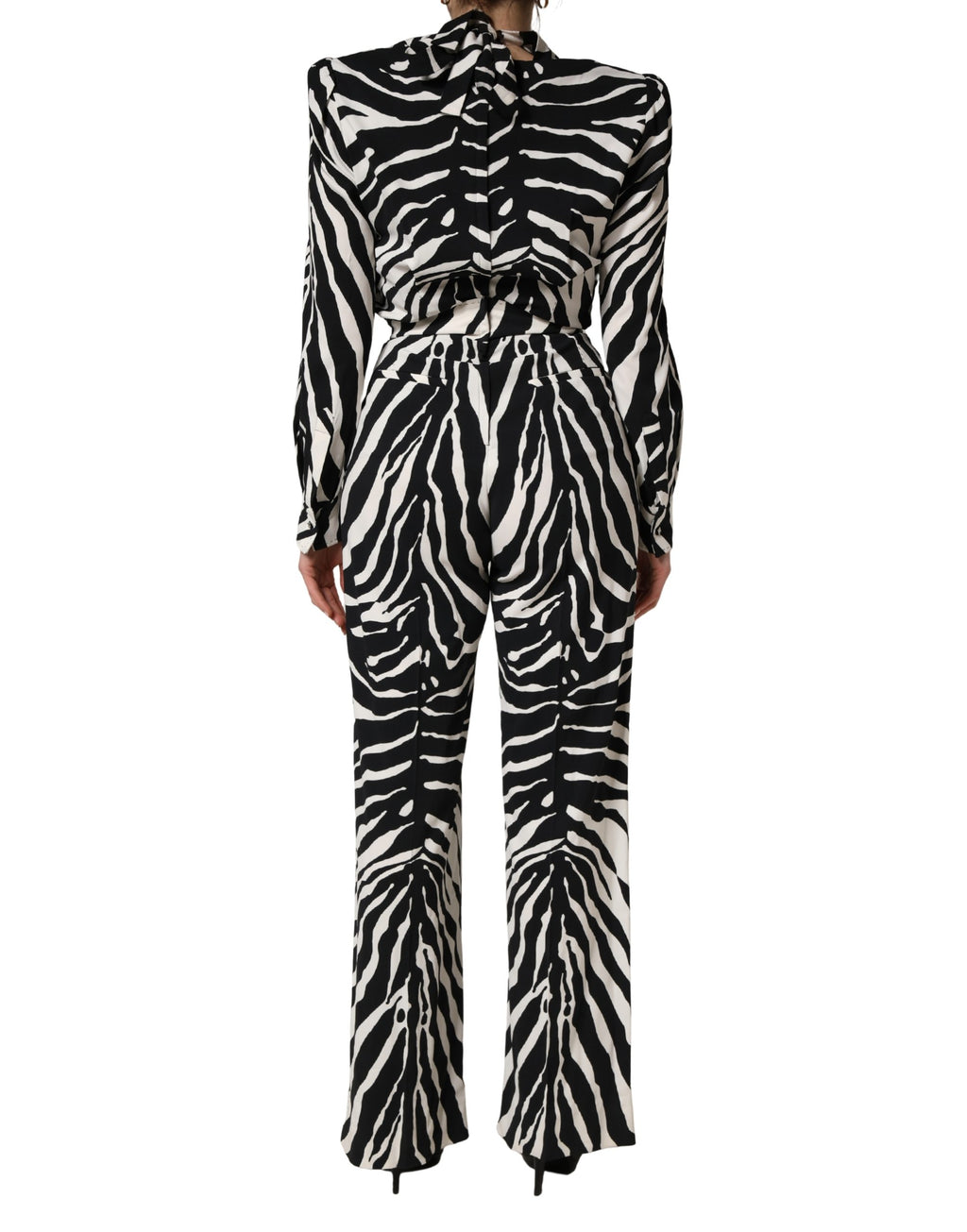 Dolce & Gabbana Overall aus Viskose mit Zebra-Muster, schwarz-weiß