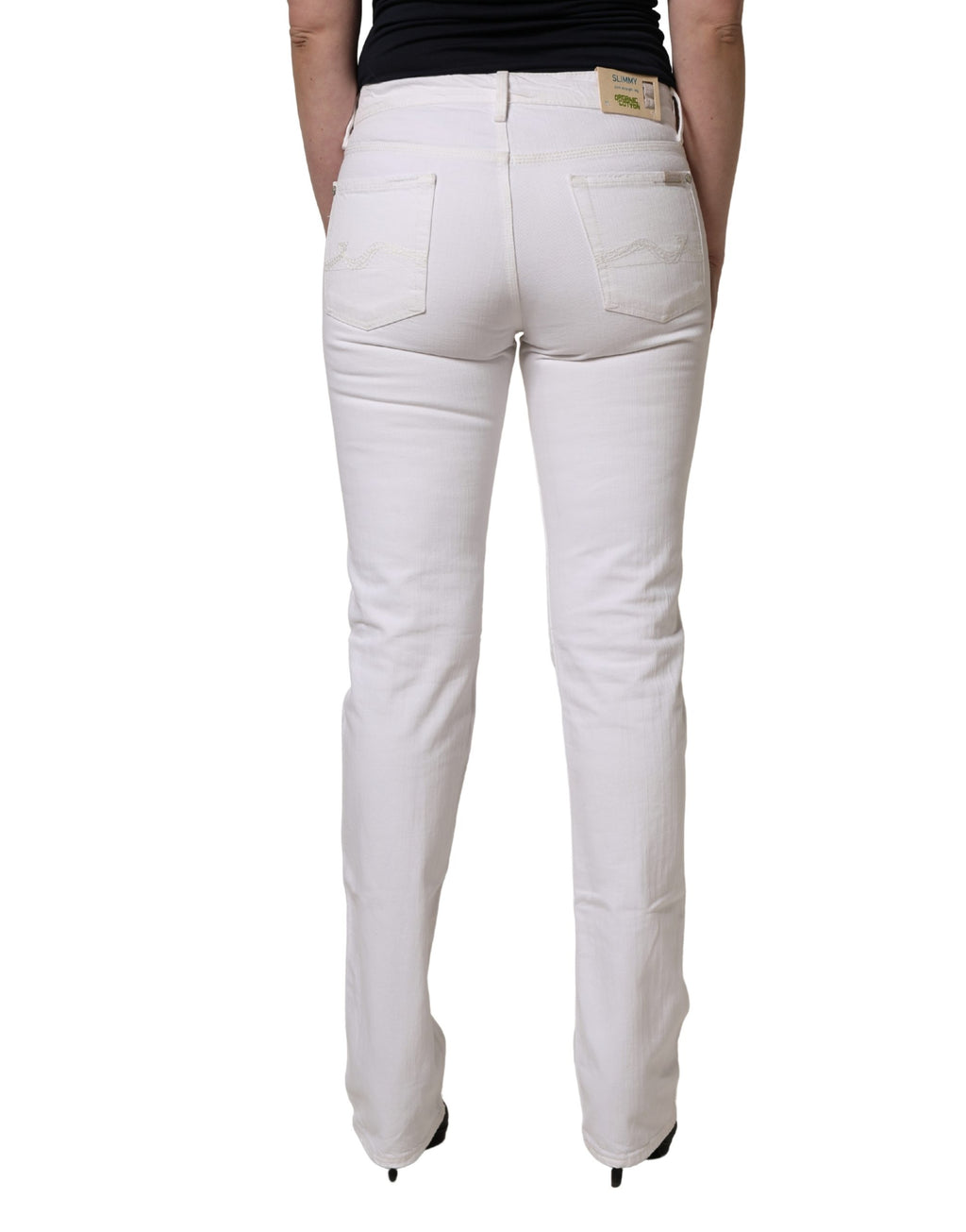 7 For All Mankind White Skinny Jeans for Women side view