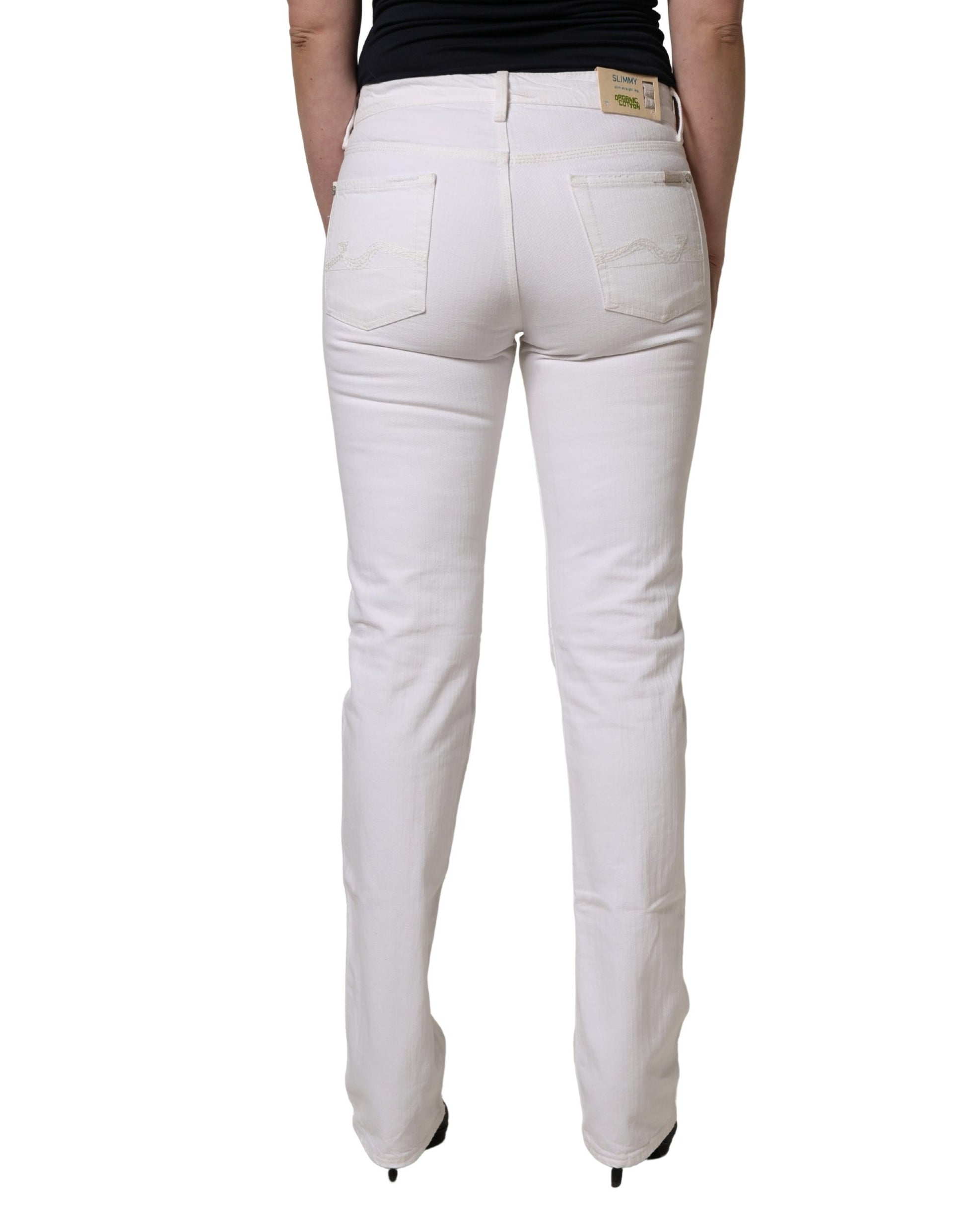 7 For All Mankind White Skinny Jeans for Women side view