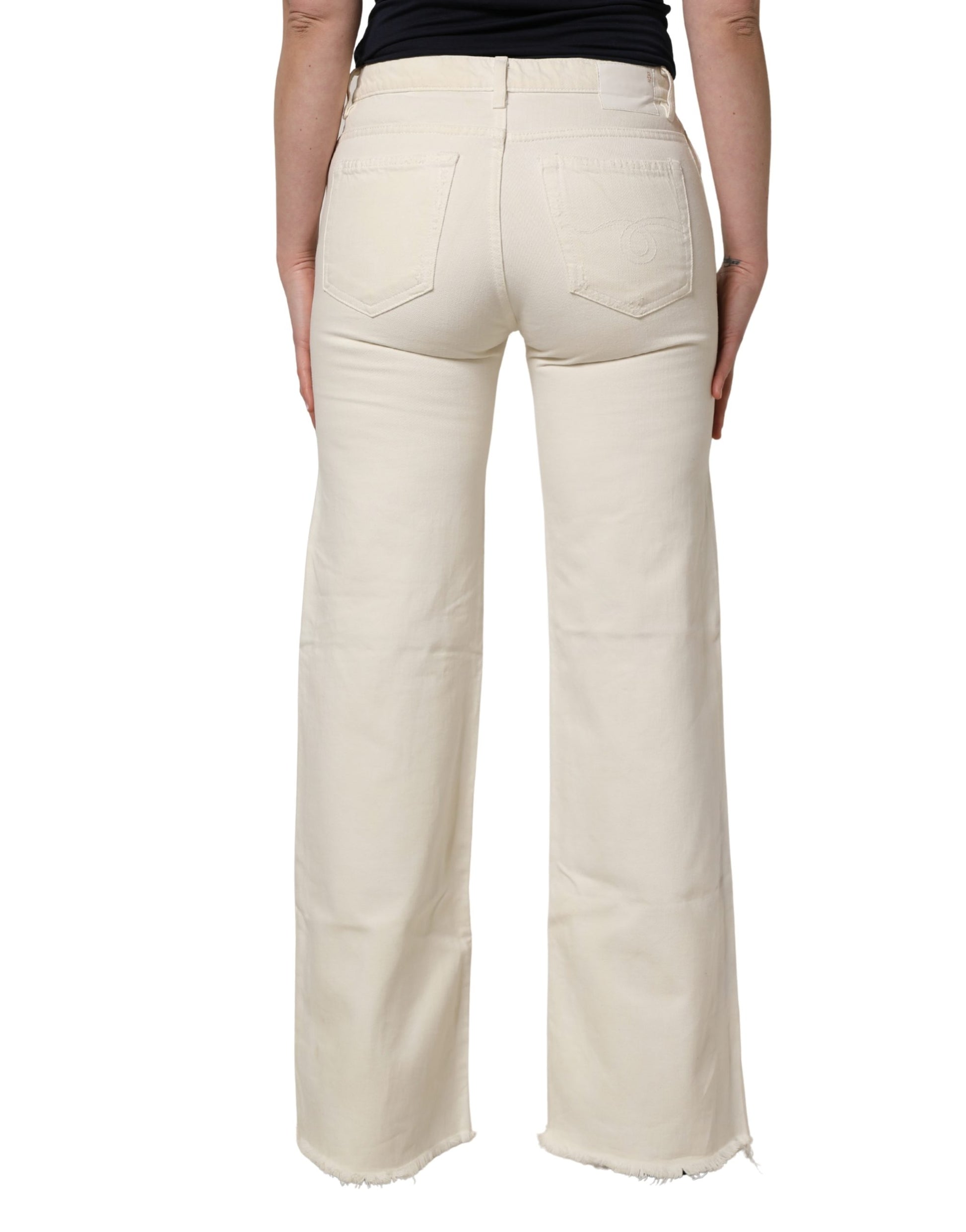 Jean-pantalon en denim déchiré R13 taille mi-basse, coupe bootcut