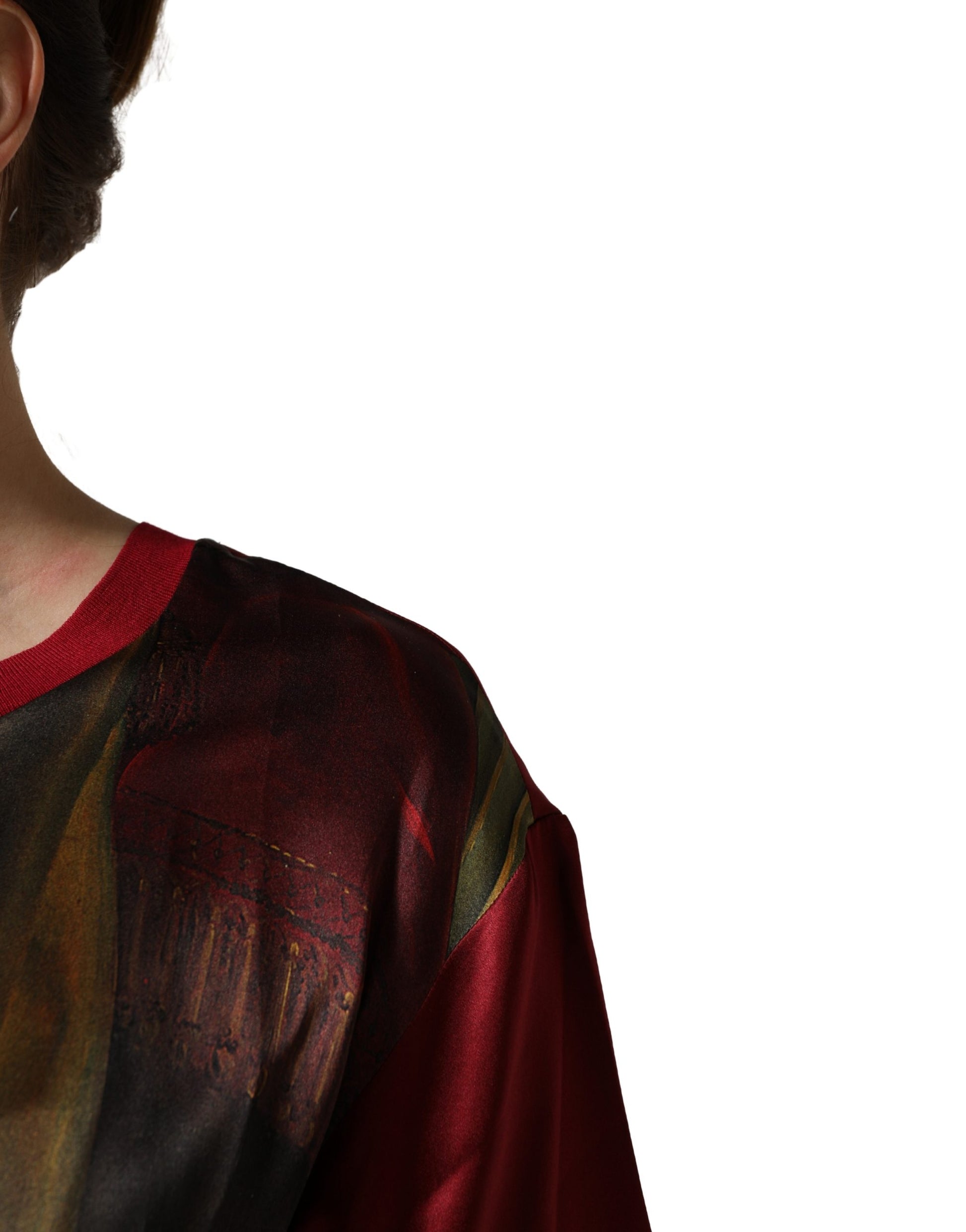 T-shirt en soie Dolce & Gabbana motif reine avec peinture couronne royale marron