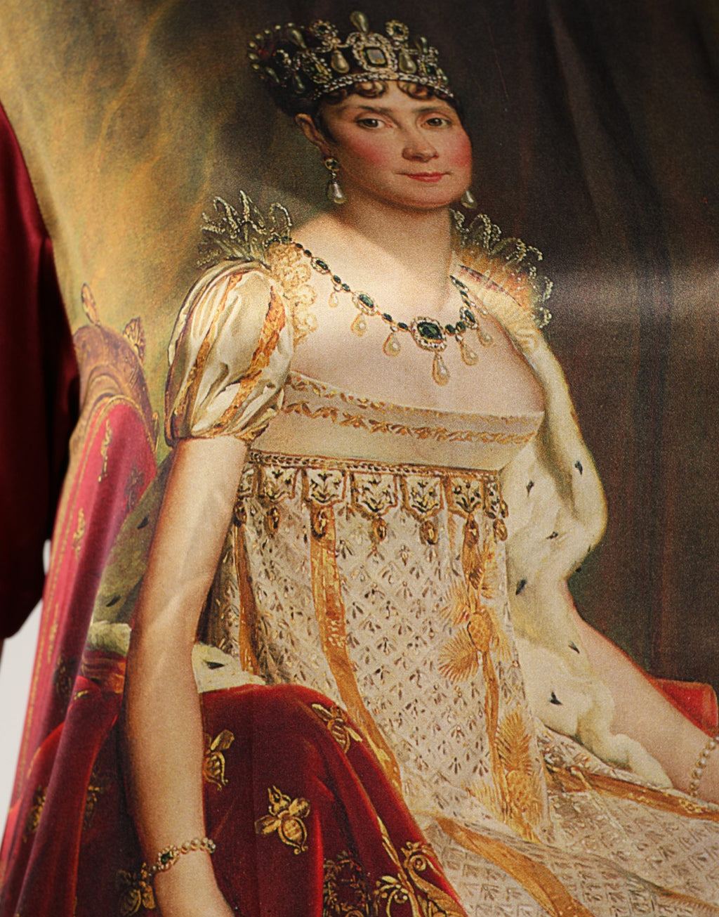 T-shirt en soie Dolce & Gabbana motif reine avec peinture couronne royale marron