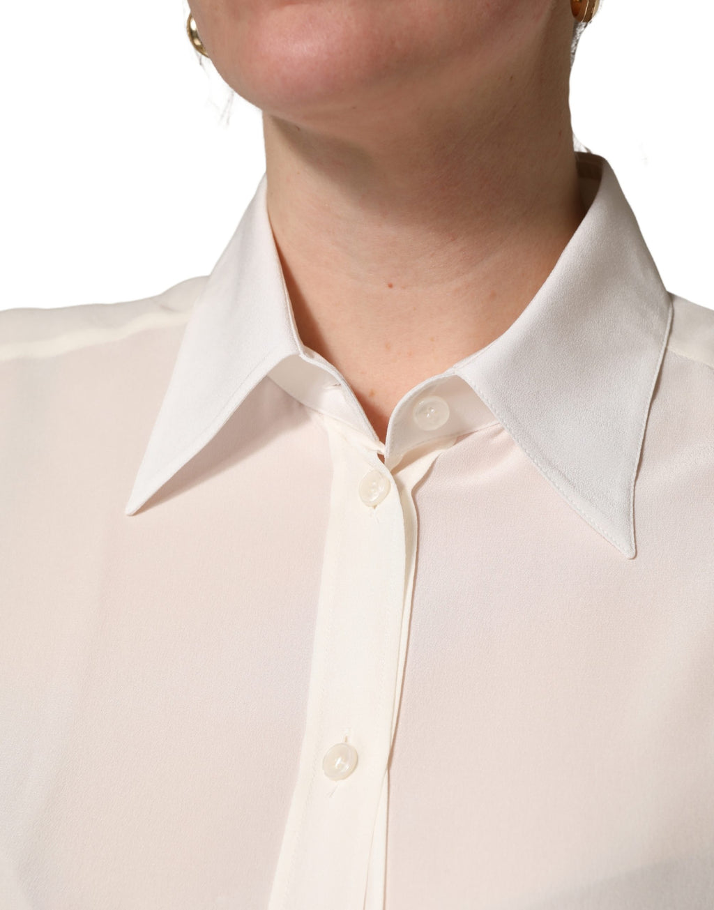 Haut chemisier à col et manches longues Dolce & Gabbana blanc cassé