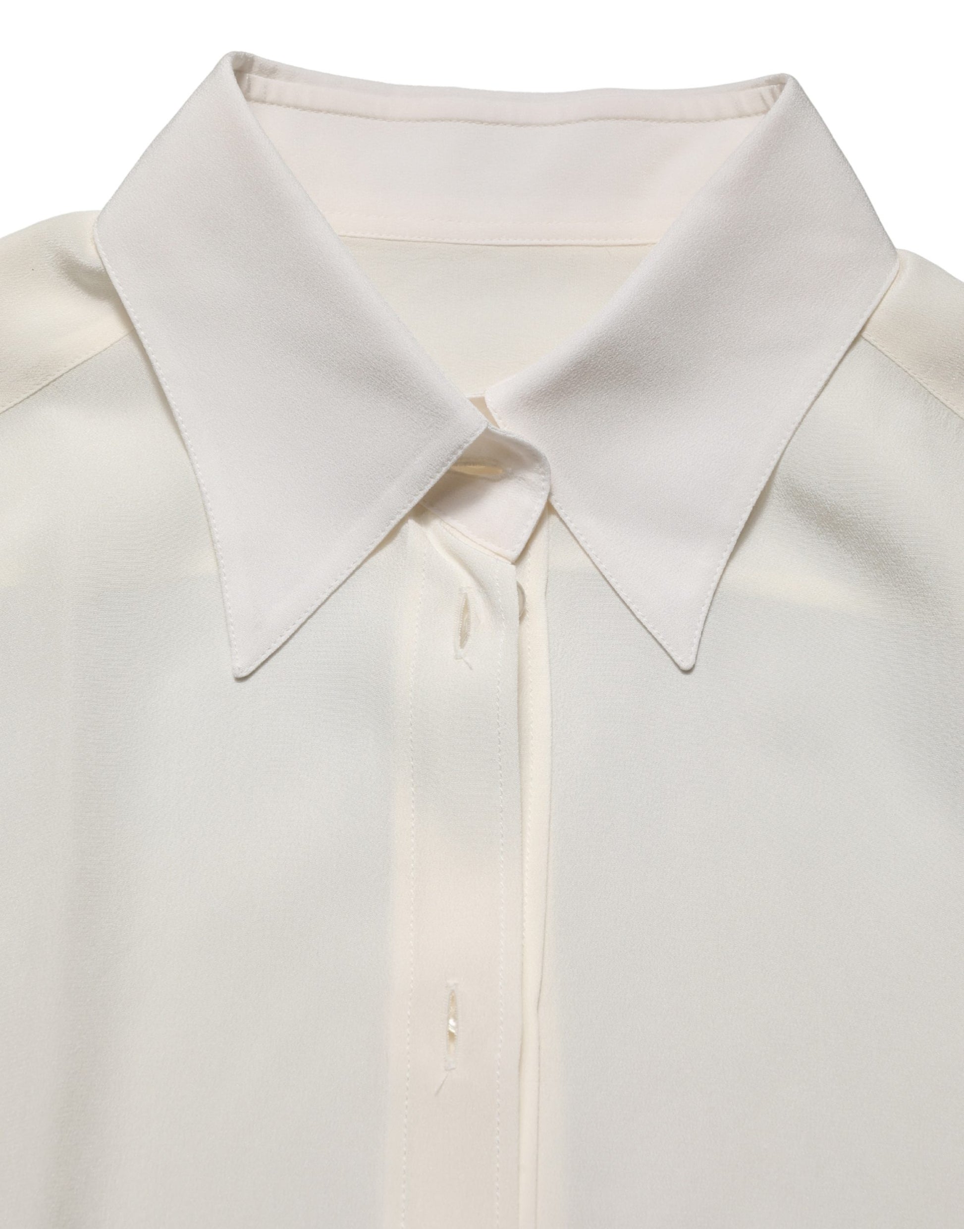 Haut chemisier à col et manches longues Dolce & Gabbana blanc cassé